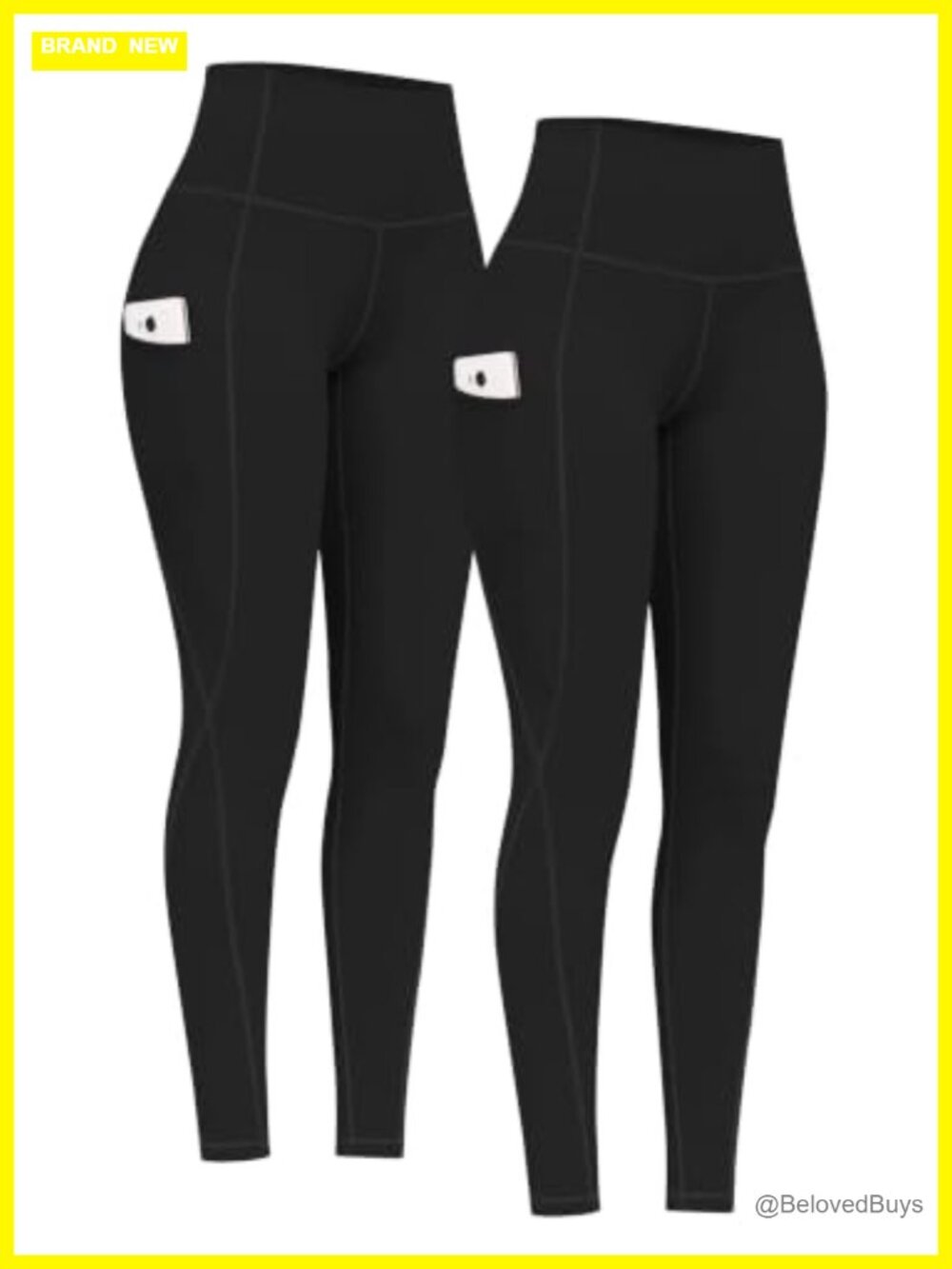 High Waist Yoga Pants Tummy Control Leggings with Pockets 2 Pack
